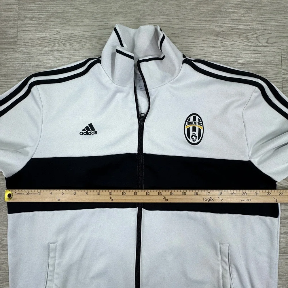 Adidas Mens Track Jacket Juventus Soccer Full Zip White Black XL Three Stripe